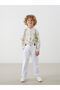 White Boys' Trousers with Elastic Waistband and Straps