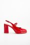 Women's Evening Dress Platform Heeled Shoes Red Patent Leather Round Toe - 3
