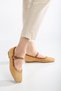 Women's Ballerina Ballerina Tan Straw Detailed Helmet Blunt Toe - 2