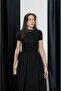 Black Debose Short Sleeve Dress - 5