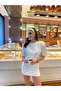 Women's White Lycra T-Shirt Dress - 2