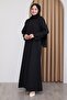 Flat Black Ferace with Sequin Pattern - 3