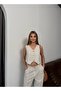 Stylish Casual Trend Linen Fabric Gold Buttoned Short Vest - 6