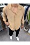 Men's Oversize Camel Linen Look Ayrobin Shirt Thin Summer Style