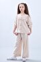 Wide leg seasonal girl's linen suit beige