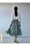 Valerie Chiffon Flared Lined Long Skirt Women's Green - 5
