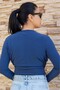 Women's Blue Double Breasted Sandy Fabric Blouse 25Kblz4058 - 4