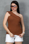 Asymmetrical Cross Madonna Collar Sleeveless Ribbed Summer Knitwear Blouse