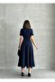 Women's Navy Blue A-Line Woven Long Dress - 7