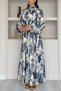 Pastel Pattern Chiffon Dress-Navy Blue - 4