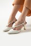 Luxurious White Matte Women's Heeled Shoes with Gold Detail Stylish and Elegant for Everyday Special Occasion Combinations - 2