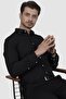 قميص رجالي Slimfit منقوشة نقطة سوداء