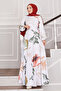 Lily Patterned Hijab Dress White