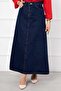 Long Hijab Denim Skirt Navy Blue - 2