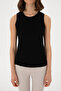 Women's Black Sleeveless Crew Neck Basic T-Shirt 50300904-Vr046 - 6