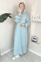 Buttoned Turquoise Dress Ma333