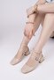 Chopra Square Toe Double Belt Ankle Strap Open Back Short Heeled Shoes - 5