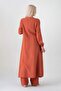 Muslin Fabric Button Detail Front Slit 100% Cotton Hijab Tunic - Tile - 5