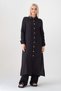 Muslin Fabric 100% Natural Cotton Long Narcissus Tunic Hijab - Black - 2