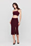 Women's Black Rope Strap Crop Slit Skirt Set - 4