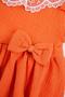 Square Collar Ruffle Sleeve Crew Neck Ribbon Detailed Lace Collar Orange Color Girl's Dress - 3