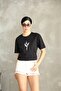 Stone Leaf Patterned Cotton Stone Dangle T-Shirt - 2
