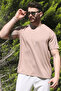 Men's Beige Winter T-Shirt 100% Cotton Modal Silky Fabric Crew Neck Breathable Texture
