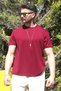 Men's Burgundy Winter T-Shirt 100% Cotton Modal Silky Fabric Crew Neck Breathable Texture - 3
