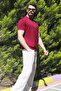 Men's Burgundy Relaxfit Soft Touch Wrinkle-Free Modal Fabric T-Shirt - 2