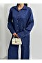 Women's Patterned Oversize Balloon Sleeve Satin Shirt and Palazzo Pants Double Set - 2