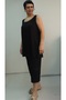 Black and White Piping Detailed Capri Length Pocket Thick Strap Combed Viscose Bottom Top Set - 5