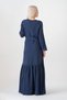 Muslin Fabric Skirt Gathered 100% Cotton Daily Summer Hijab Dress - Navy Blue - 5