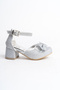 Silver Glittery Bow Elsa Girl's Heeled Shoes - 4