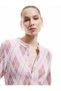 Diamond Patterned Round Neck Buttoned Crew Neck Cardigan - 2