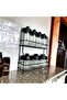 Black 7-Piece Glass Jar and Spice Bowl Set with Metal Stand - 5