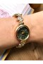 Stylish Gold Women's Wristwatch with Round Green Stones Inside - 4