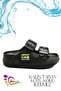 Double Buckle Lightweight Eva Summer Beach Children's Slippers Pool Slippers Washbasin Slippers Os Black - 5