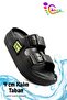 Double Buckle Lightweight Eva Summer Beach Children's Slippers Pool Slippers Washbasin Slippers Os Black