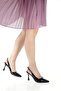 Konnyy Black Patent Leather Stiletto Side Open Heeled Shoes