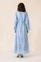 Long Dress with Sleeve and Neck Gathered Guipure Detail Blue 9301-E - 7