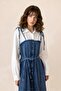 Shirt-Style Skirt with Flounces Denim Dress Blue 9305-E - 5