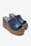 Gebb Denim Blue Genuine Leather Women's Wedge Heel Slippers - 4