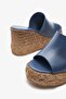Gebb Denim Blue Genuine Leather Women's Wedge Heel Slippers - 5