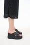 Harriet Black Genuine Leather Women's Wedge Heel Slippers - 2