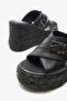 Harriet Black Genuine Leather Women's Wedge Heel Slippers - 5