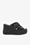 Harriet Black Genuine Leather Women's Wedge Heel Slippers