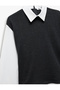 Cotton Long Sleeve Sweater Detailed Classic Collar Shirt - 5