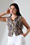 Women's Leopard Patterned Buttoned Vest Rb2 - 3