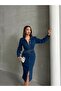 Belted Front Slit Midi Denim Dress MISSEL00936 - 4