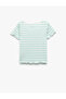 Crew Neck Short Sleeve Camisole Striped Crop T-Shirt - 2